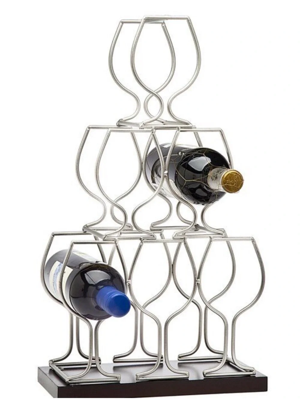 Elegant Silver Wine Bottle Holder / Display Rack